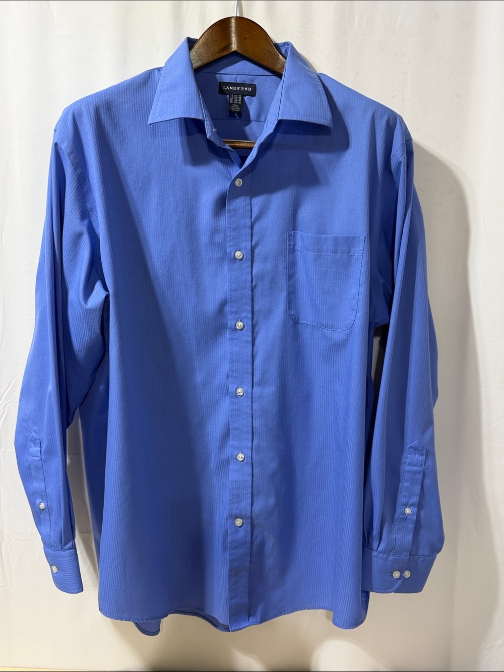 Lands' End Men's Vibrant Blue Long-Sleeve Dress Shirt